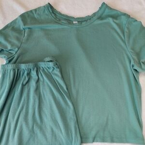 Women's AUDEN Jersey Pajama T-Shirt & Shorts Green XXL Soft Spring Summer